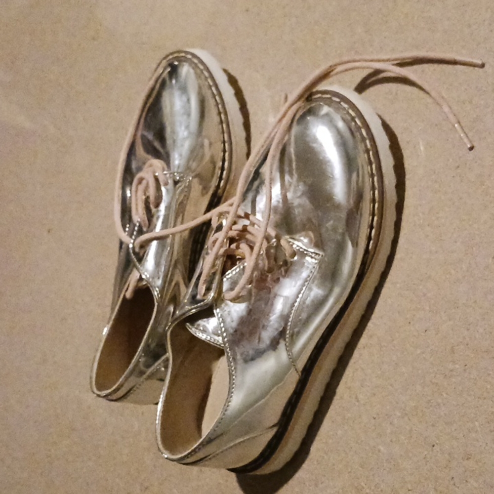 Zara, girls, silver/tan shoes, size 13
